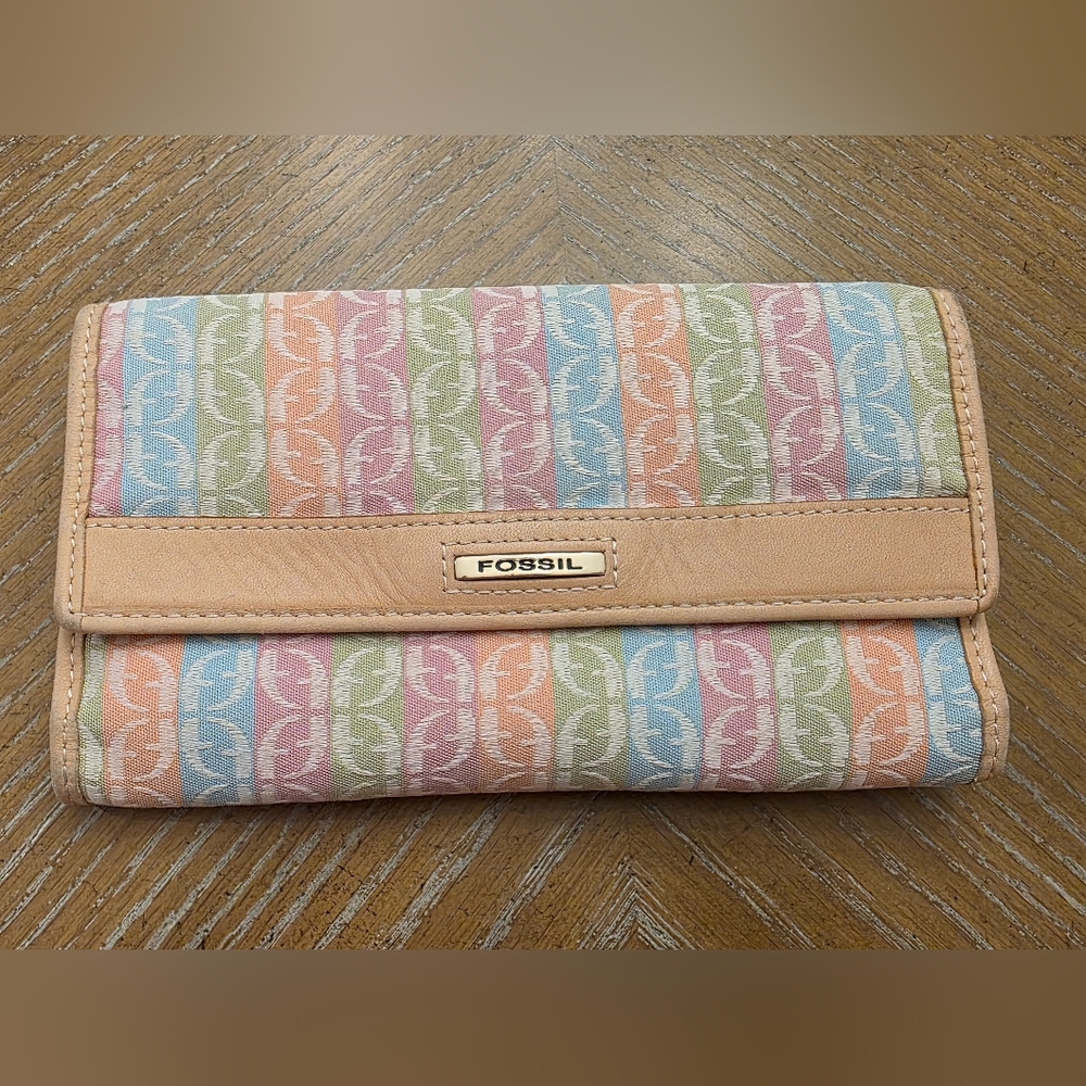 Fossil Monogram Trifold Wallet Vintage Y2K